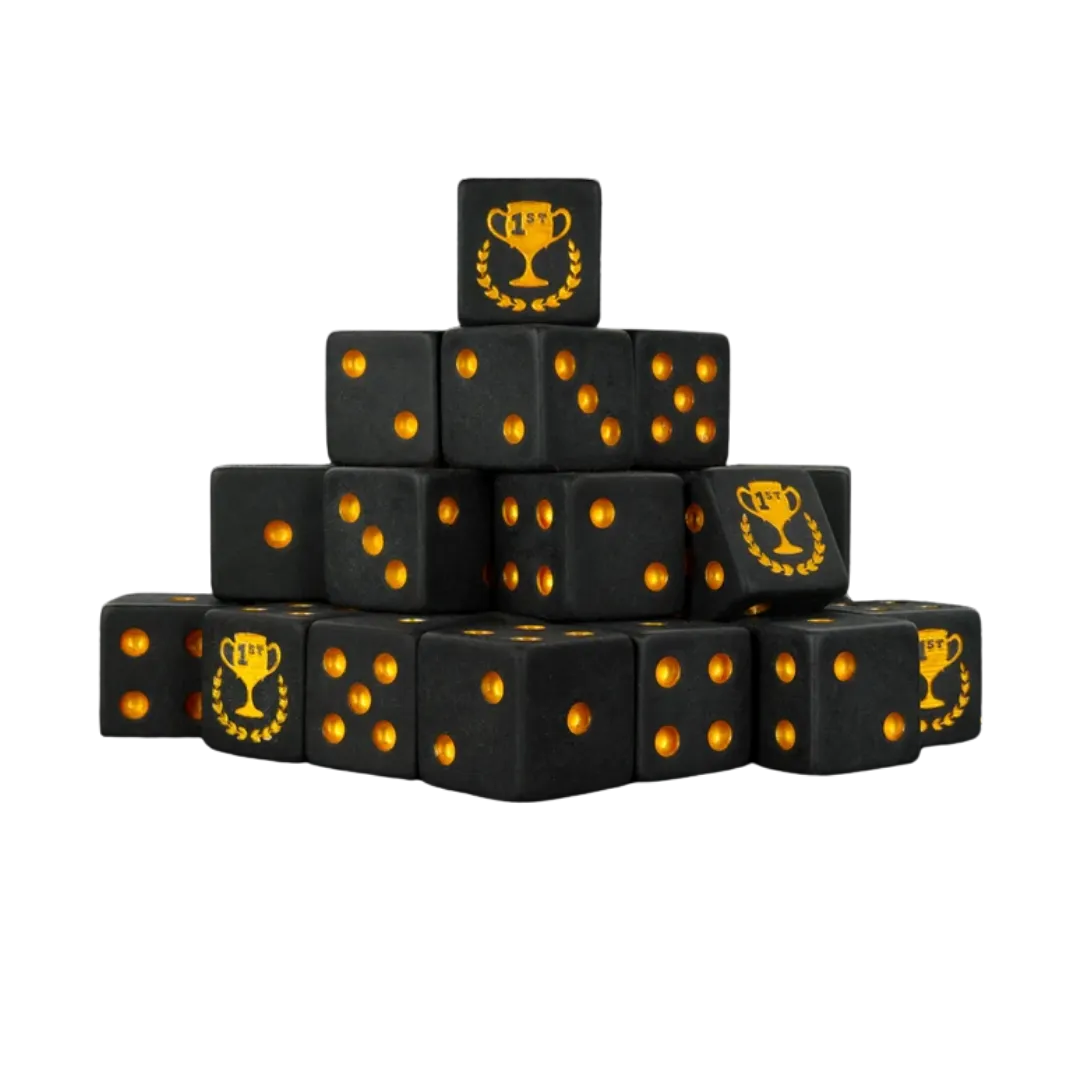 First Place Matte Black Dice 16mm Square (25 Stück)-Baron of Dice-Radaddel