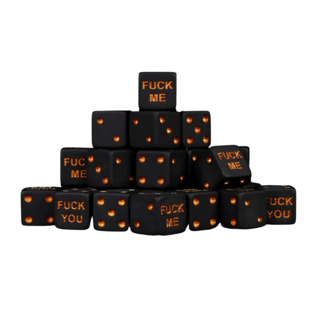 F**k Me & F**k You Dice Matte Black 16mm Square (25 Stück)-Baron of Dice-Radaddel
