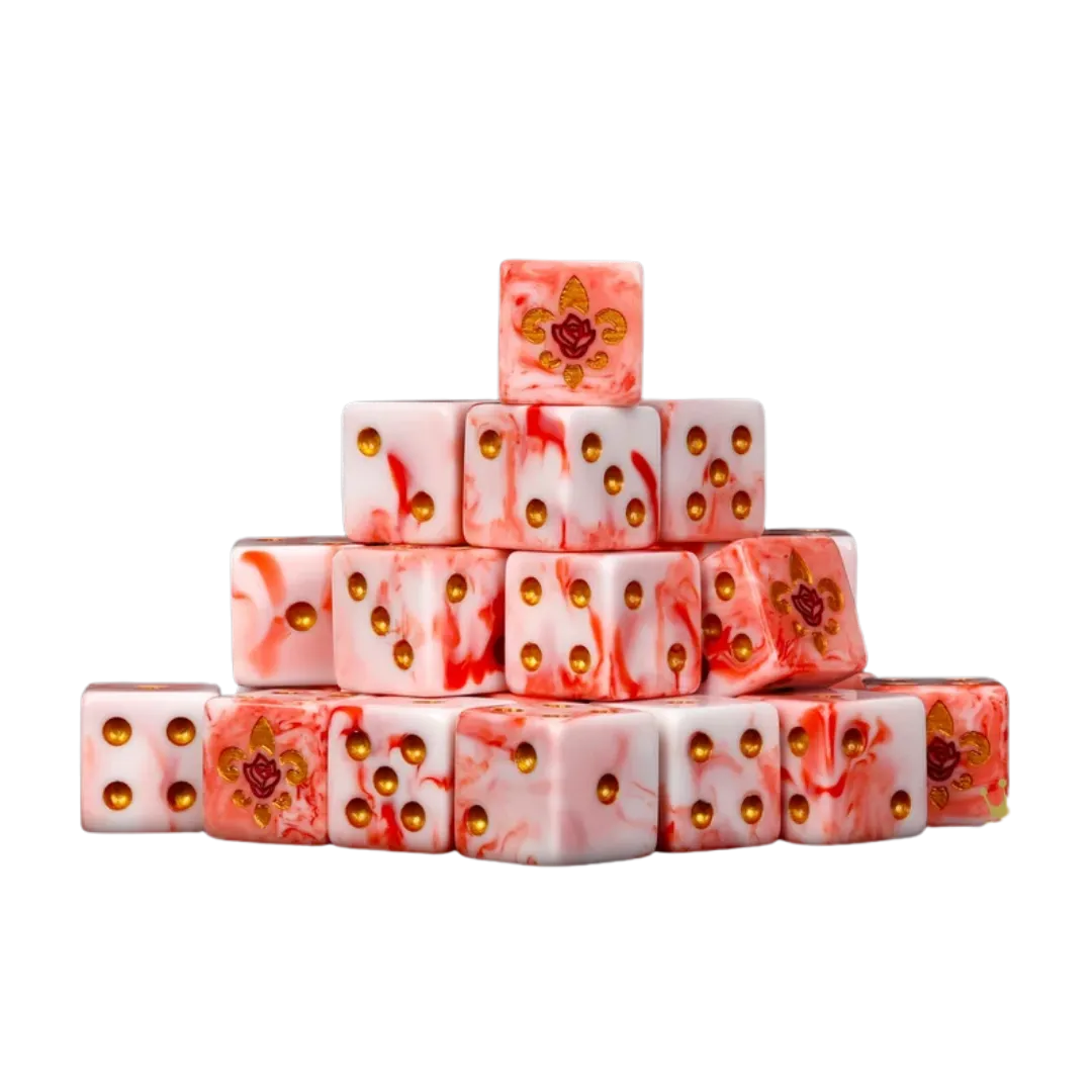 Fleur De Lis, Bloody Rose Dice 16mm Square (25 Stück)-Baron of Dice-Radaddel