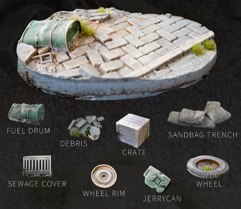 Round Urban Warfare Bases 40mm (x5)-Gamers Grass-Radaddel