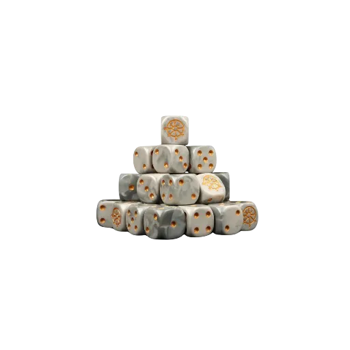 Chaos Demon White Golden Dice 16mm Round (25 Stück)-Baron of Dice-Radaddel