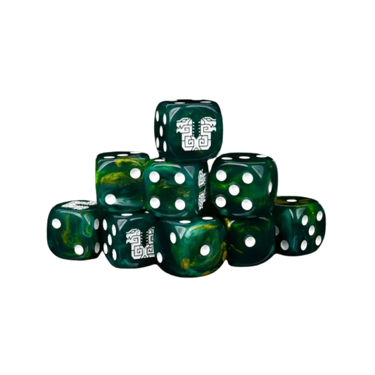 Twin Headed Lizard (Green & Gold) Dice 16mm Round (25 Stück)