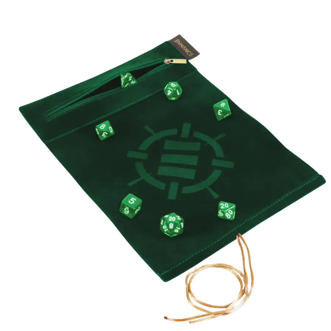 ENHANCE Roll on a Scroll Dice Rolling Mat & 7pc Acrylic Dice Set Green-Accessory Power Europe-Radaddel