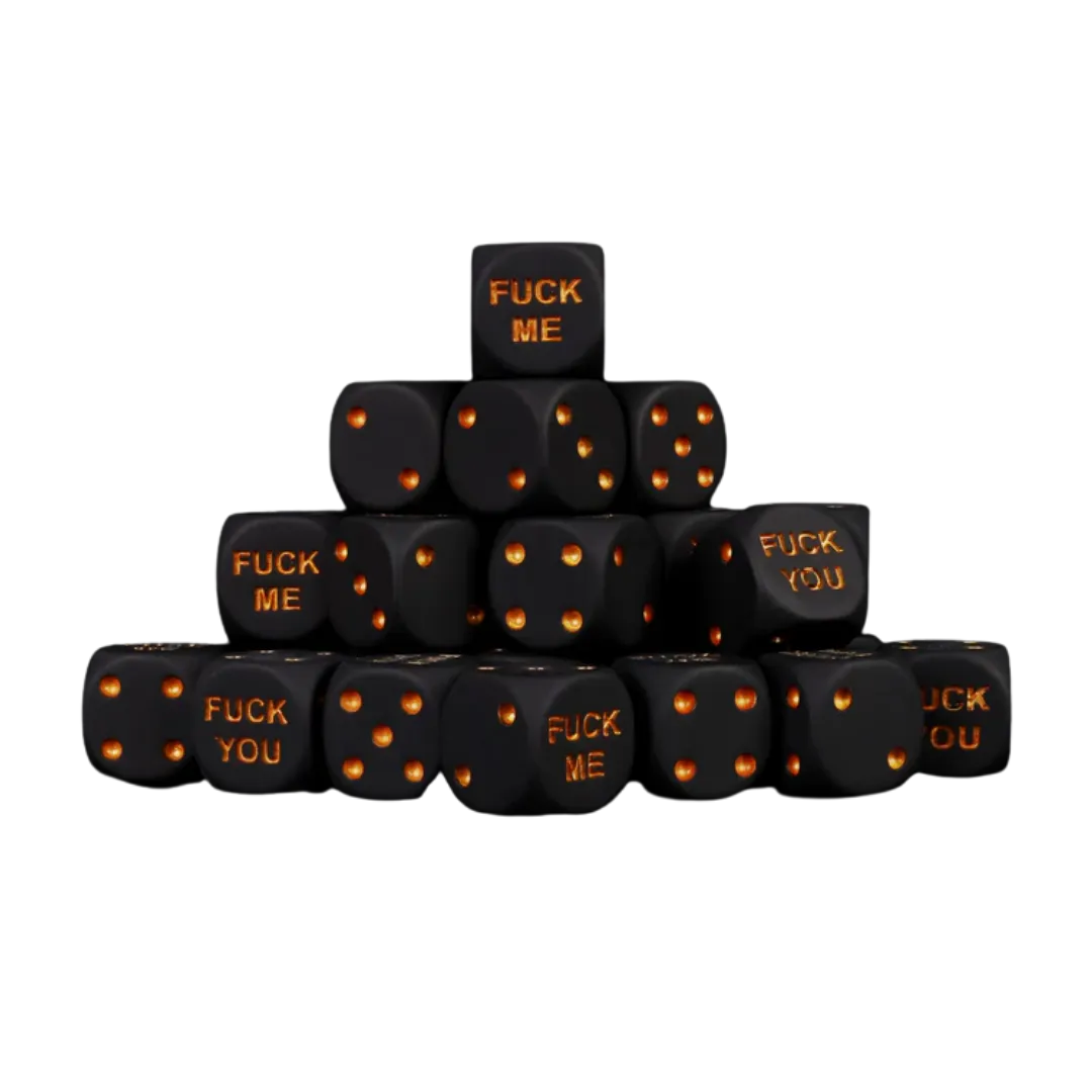 F**k Me & F**k You Dice Matte Black 16mm Round (25 Stück)-Baron of Dice-Radaddel