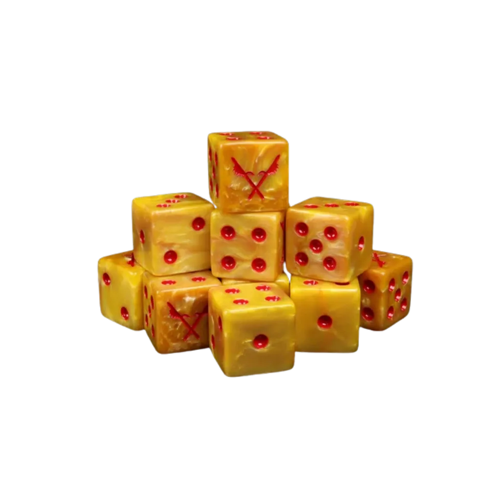 Men of the East Gold Swirl Dice 16mm Square (10 Stück)-Baron of Dice-Radaddel