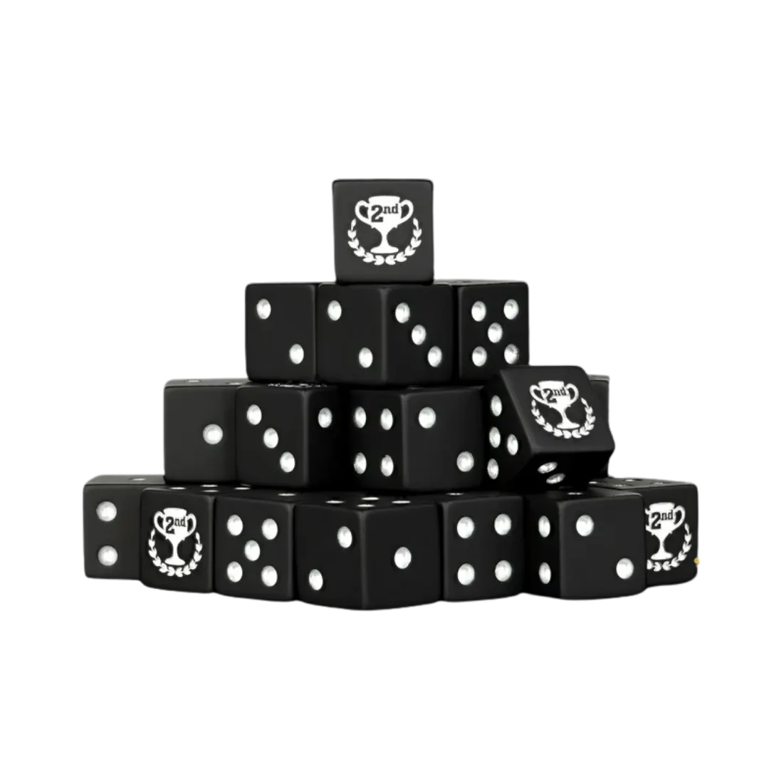 Second Place Matte Black Dice 16mm Square (25 Stück)-Baron of Dice-Radaddel